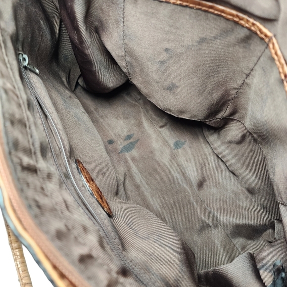 Etienne Aigner brown Crocodile Embossed Leather Handbag Tote Bag Purse - Picture 6 of 16